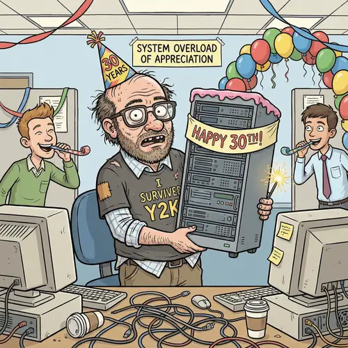 Funny IT Employee 30th Anniversary Caricature