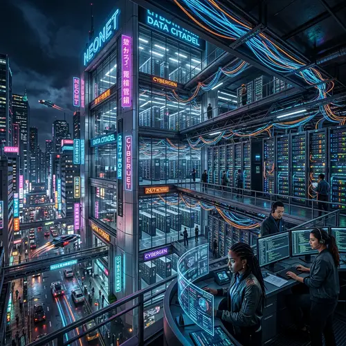 Futuristic Data Center Cyberpunk Style