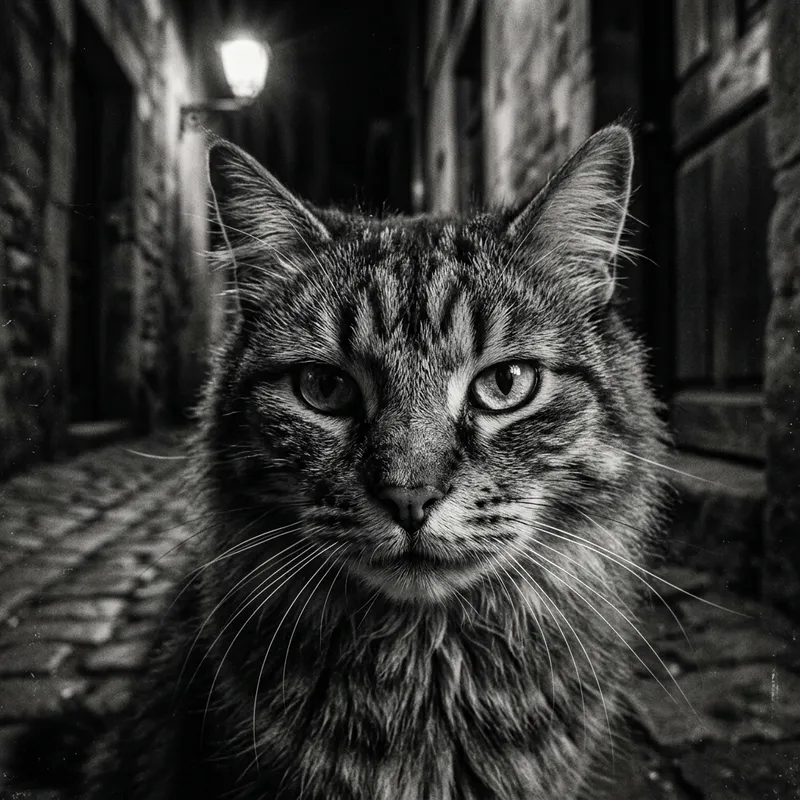 Majestic Black and White Cat Portrait | Intricate Details & Dramatic Lighting