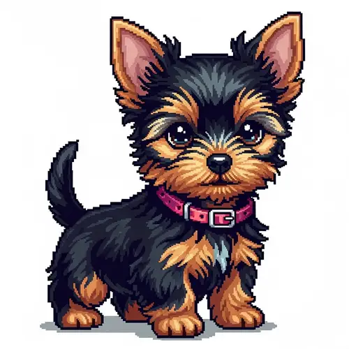 Adorable Pixel Art Yorkshire Puppy
