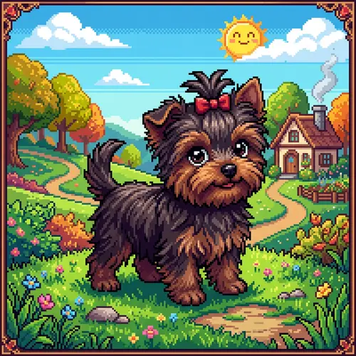 Adorable Pixel Art Yorkshire Puppy