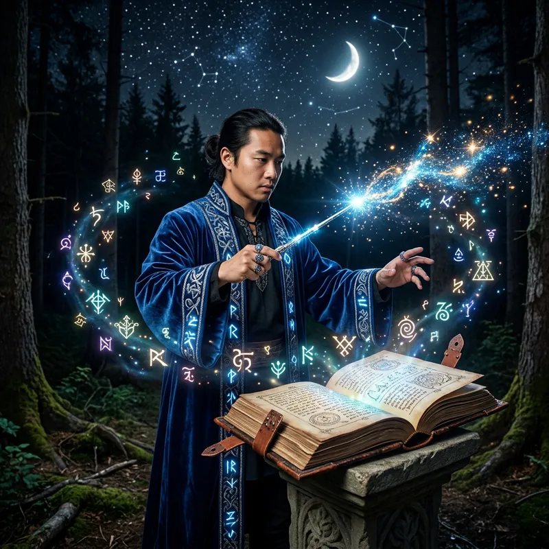 Enchanting Magic and Spells with Wand and Mystical Tome Enchanting Magic and Spells with Wand and Mystical Tome