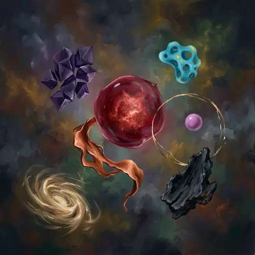 Ethereal Flyhell: Abstract Image with Seven Unique Elements