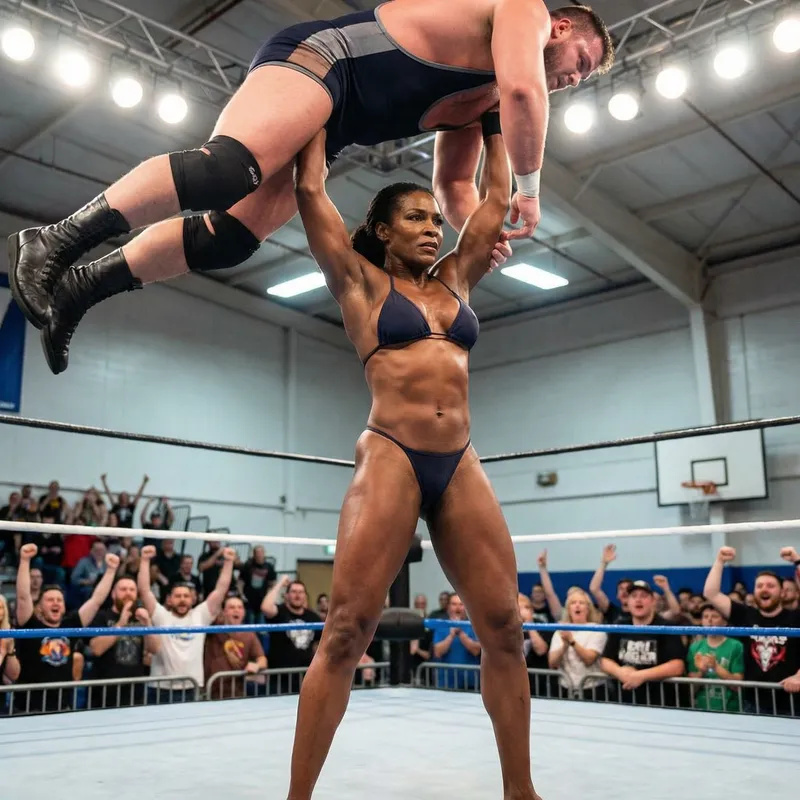 Powerful Female Wrestler: 50s and Muscular