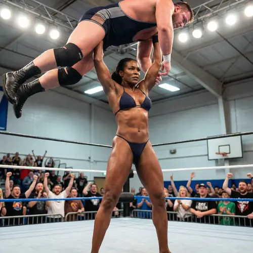 Powerful Female Wrestler: 50s and Muscular