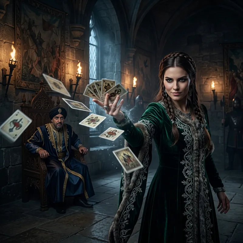 Mystical Showdown: Slavic Woman and Middle-Eastern King