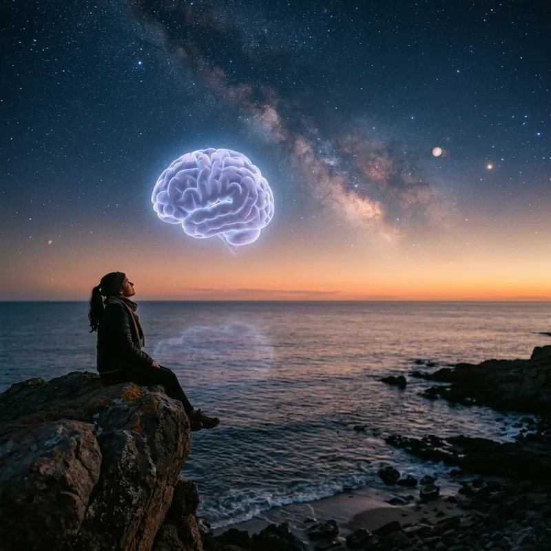 Deep Contemplation on Luminous Brain Planet at Sunset Deep Contemplation on Luminous Brain Planet at Sunset