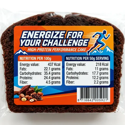 Energize for Your Challenge Cake Label Nutrition Info