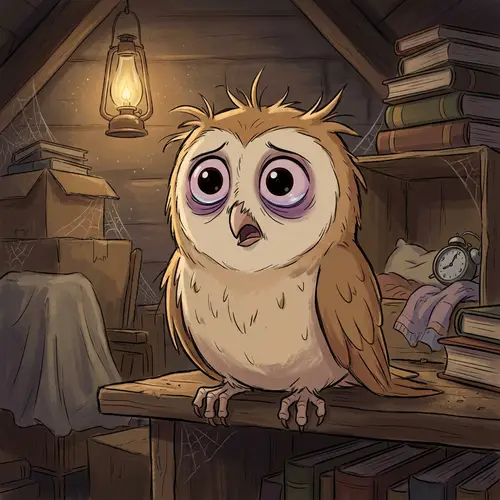 Exhausted Owl with Nervous Tic in Shock | Animated