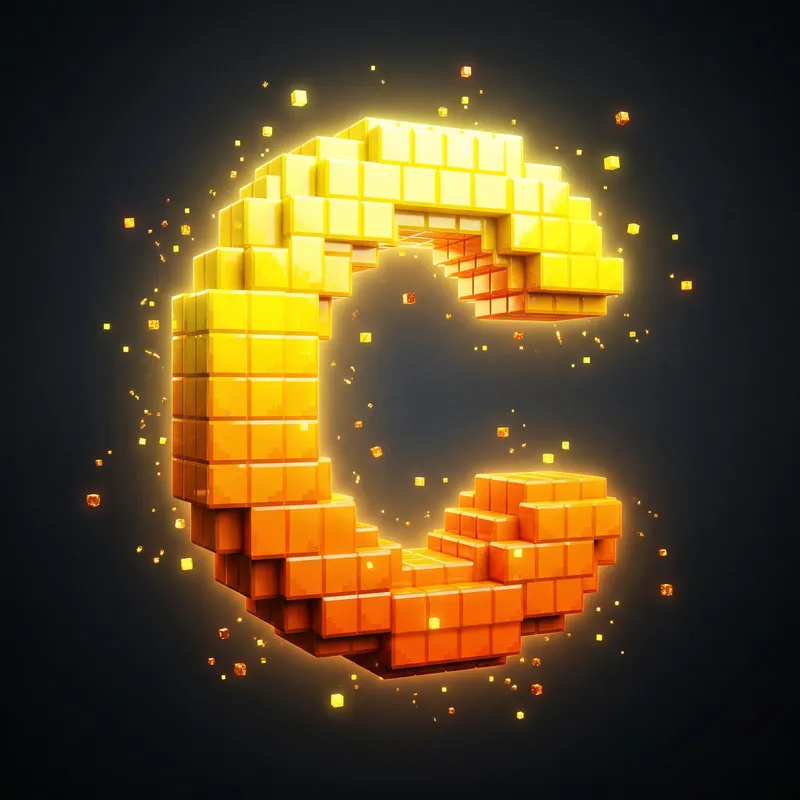 Magical 3D Blocky Letter 'C' Image Design Magical 3D Blocky Letter 'C' Image Design