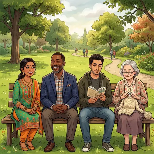 Diverse Group of People in a Serene Park Setting