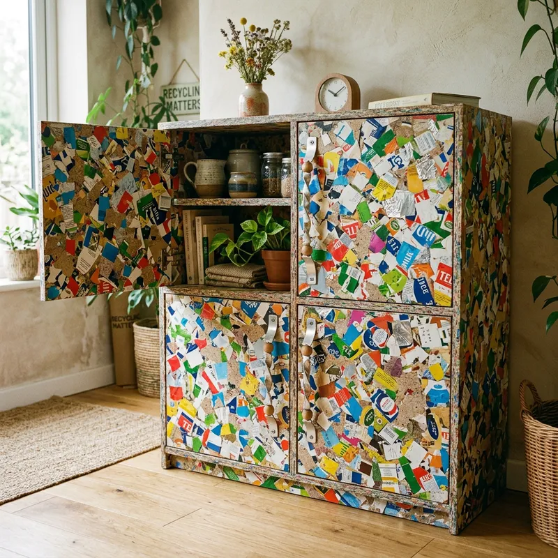 Eco-Friendly Tetra Pak Particleboard Cabinet - Sustainable Design