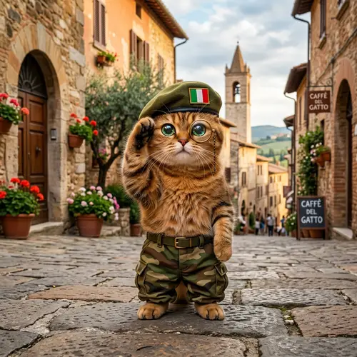 Adorable Cat in Italian Setting with Monocle