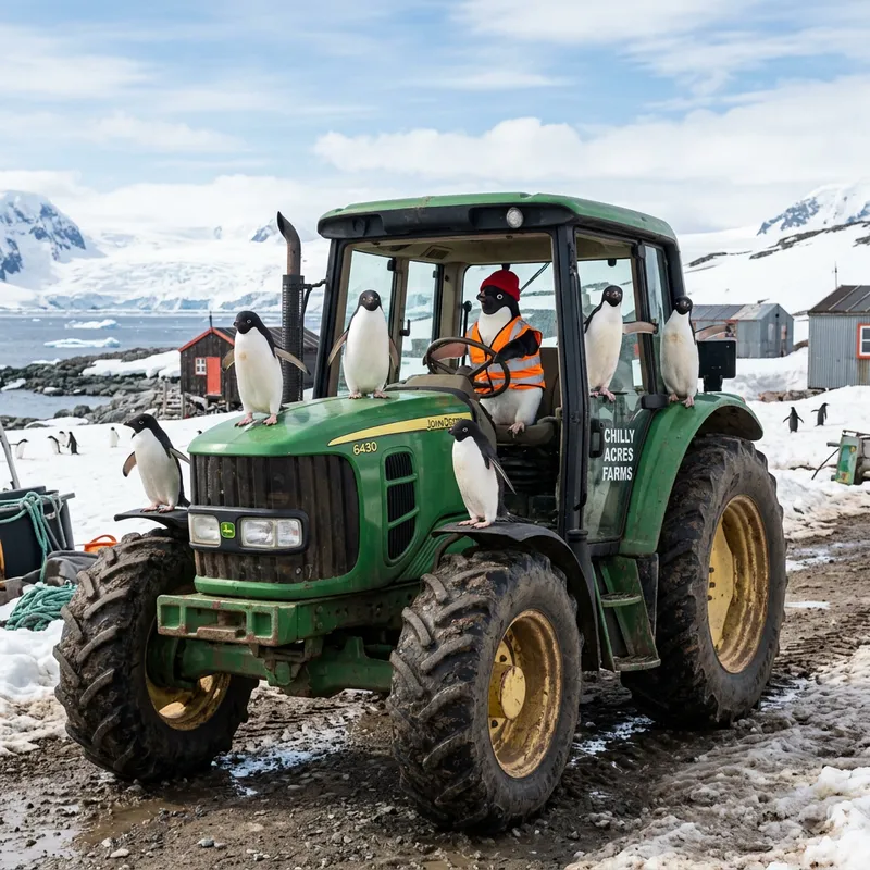 Penguins in a Tractor: A Unique Adventure