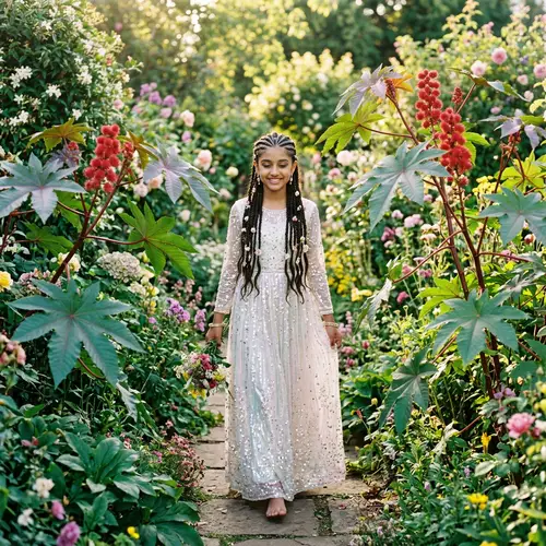 Beautiful South Asian Girl in Enchanted Blooming Garden