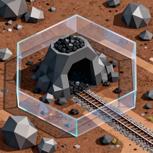Low Poly Hexagon Coal Mine for Isometric Game