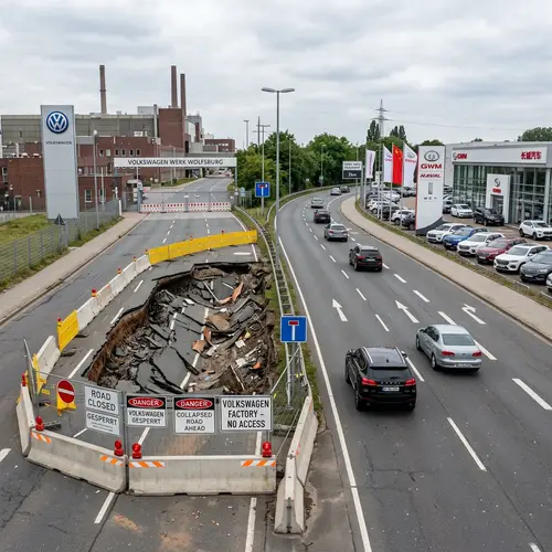 Two-Lane Road: Volkswagen Factory & Car Dealership