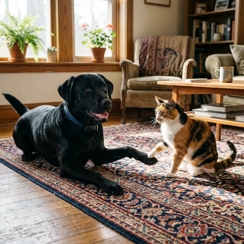 Playful Dog and Cat in Harmonious Interaction