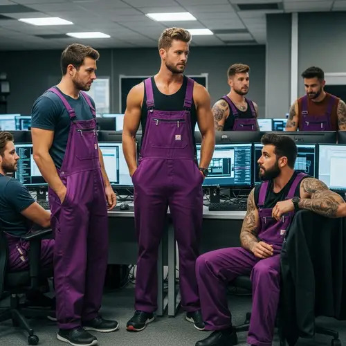 Handsome Men in Purple Overalls | Tech Talk
