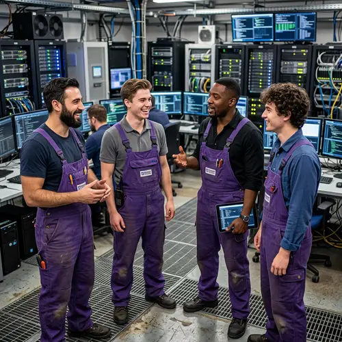 Handsome Men in Purple Overalls | Tech Talk