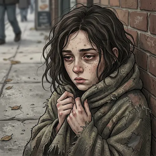 Sad and Lost Young Girl - An Animated Illustration