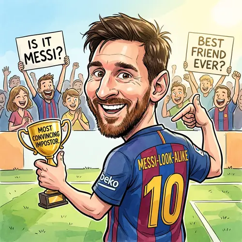 Funny Caricature of a Messi-Lookalike Friend
