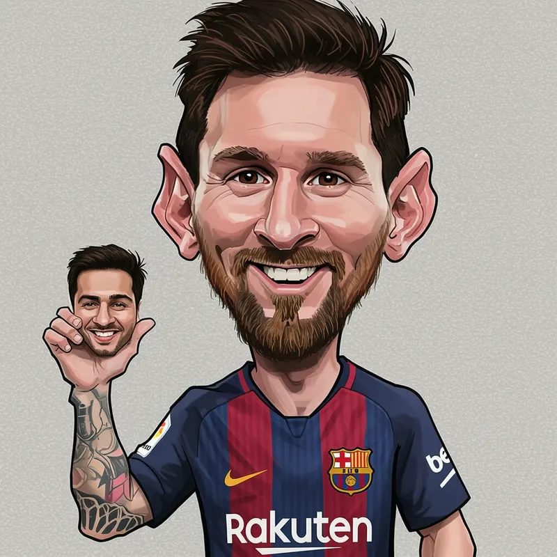 Funny Caricature of a Messi-Lookalike Friend