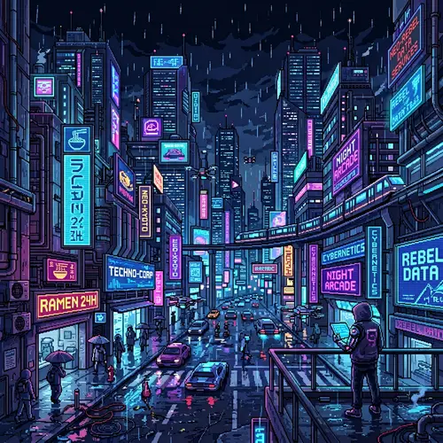 Cyberpunk Pixel Art Wallpaper - Futuristic City
