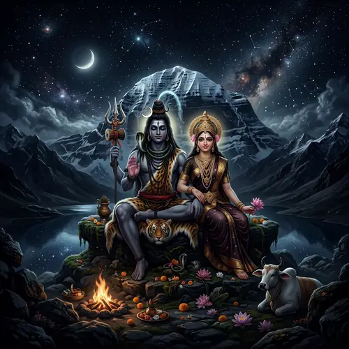Mahadev & Mata Parvati Landscape Wallpaper