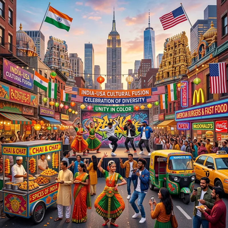 Cultural Fusion: India-America Vibrant Imagery