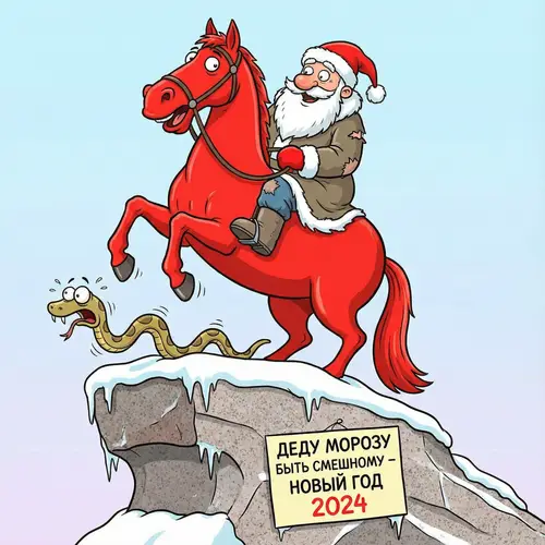 Funny Statue of Santa Claus in St. Petersburg