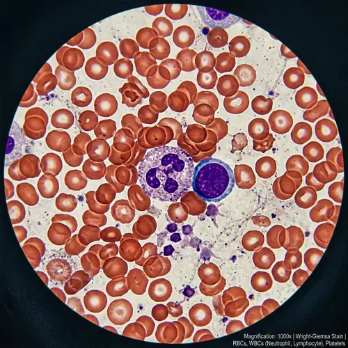Intricate Details of Red Blood Cells Under Microscope