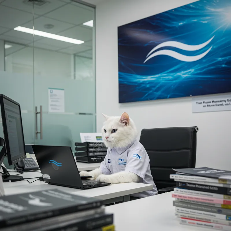 White Cat Working in Telecom Company White Cat Working in Telecom Company