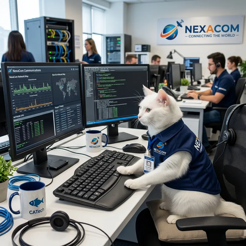 White Cat Working in Telecom Company