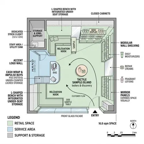 Optimized Floor Plan for Hand Cream Business (16.8 sqm)