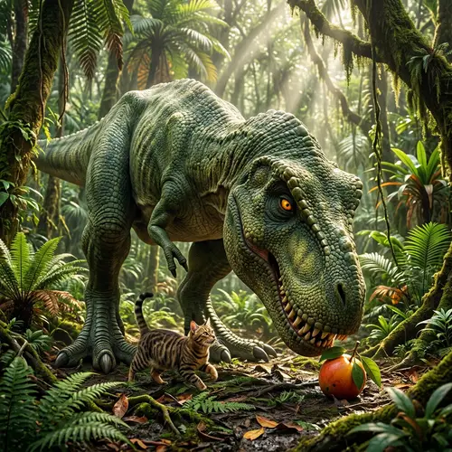 Dinosaur and Cat: Unlikely Jungle Friends