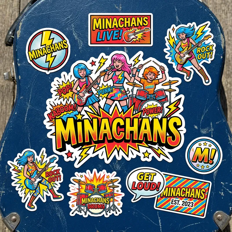 Minachans Band Stickers - Pop Art Style Minachans Band Stickers - Pop Art Style