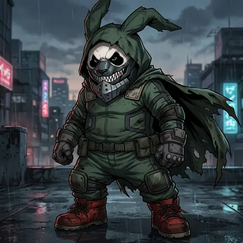 Evil Panda Anime Character Costume - Dark Variant