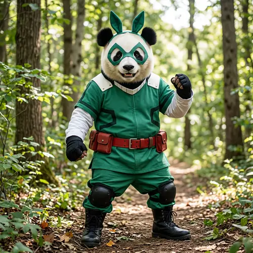 Panda Bear in Green Anime Costume | Cosplay Outfit for Events