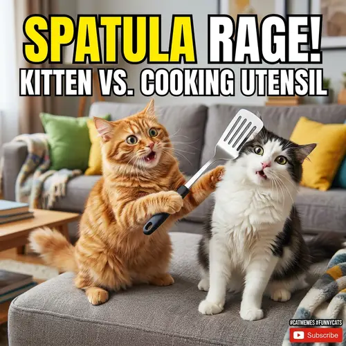 Crazy Cat with Spatula Meme YouTube Thumbnail