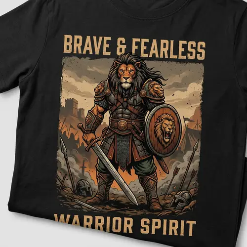 Warrior Lion T-Shirt Design | Gallant Battle Scene