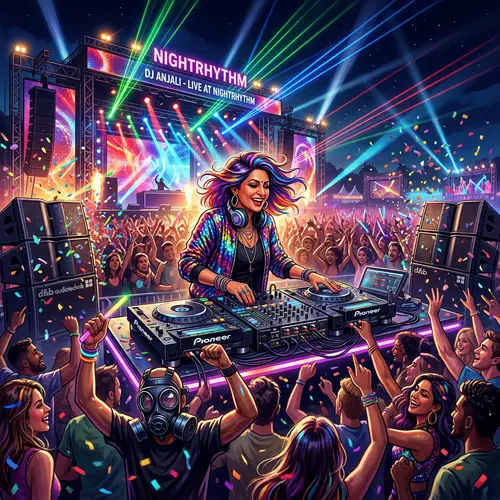 Dynamic DJ Performance at Music Festival