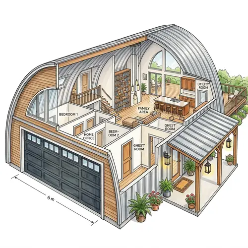 Stylish Two-Story Quonset Hut Design Ideas