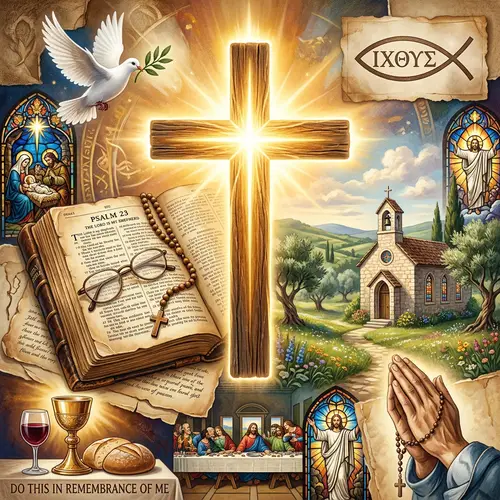 Christianity Collage: Peaceful & Sacred Christian Symbols