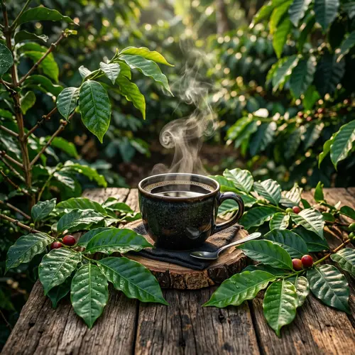Steaming Black Coffee in Cinematic Lighting