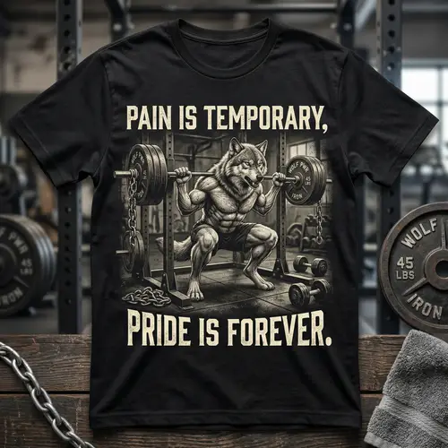 Motivational T-Shirt Design with Wolf Logo