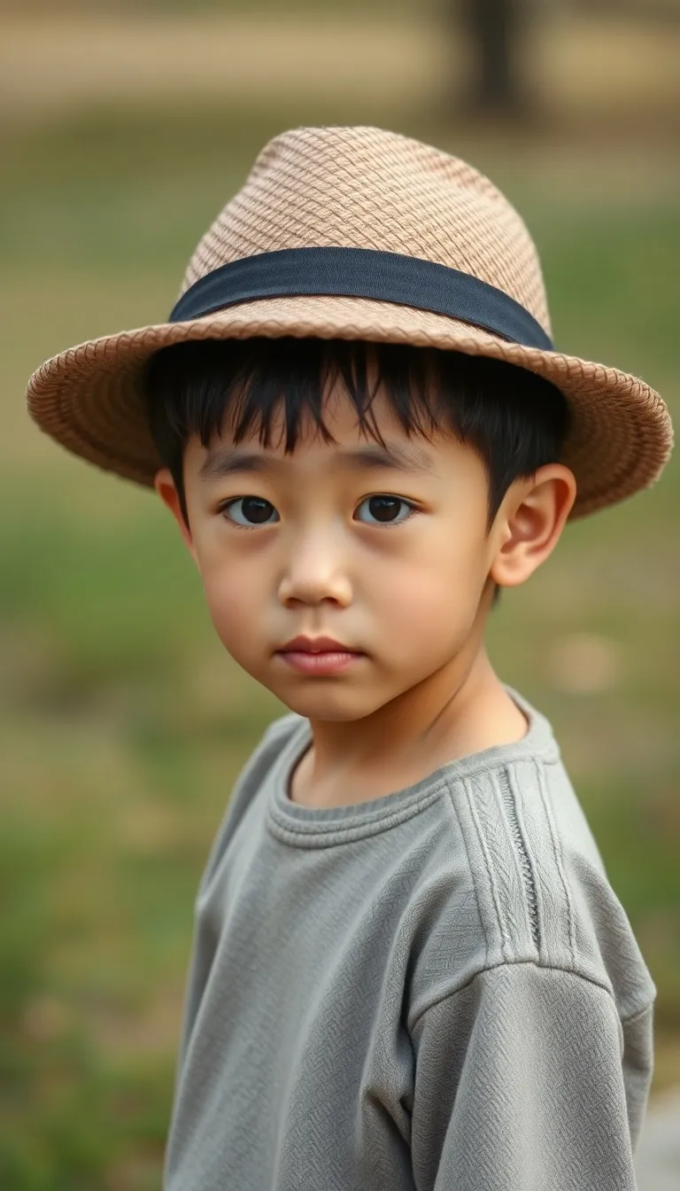 Adorable 5-Year-Old Japanese Boy in a Hat Adorable 5-Year-Old Japanese Boy in a Hat
