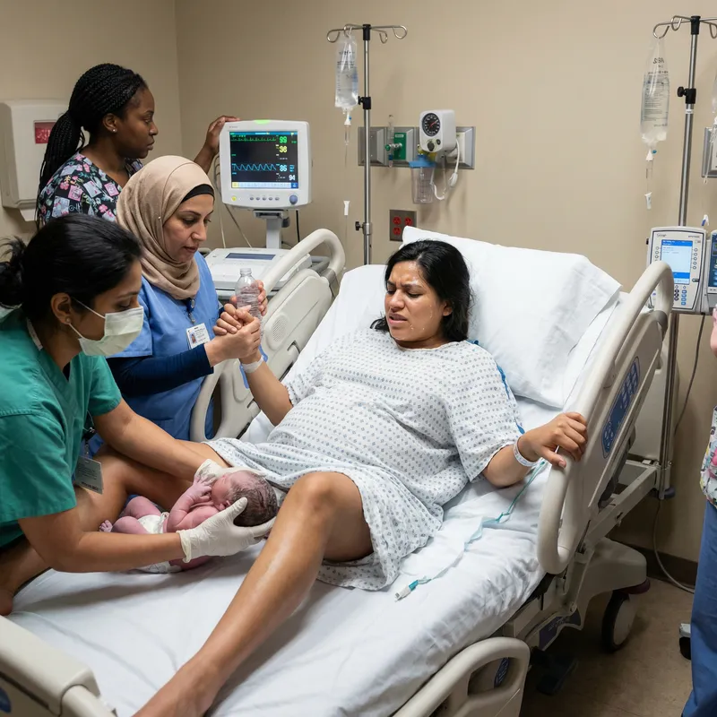 Empowering Birth: Brave Hispanic Teenage Girl in Childbirth