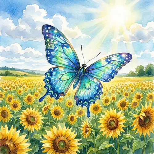 Radiant Butterfly with Wings of Blue & Green