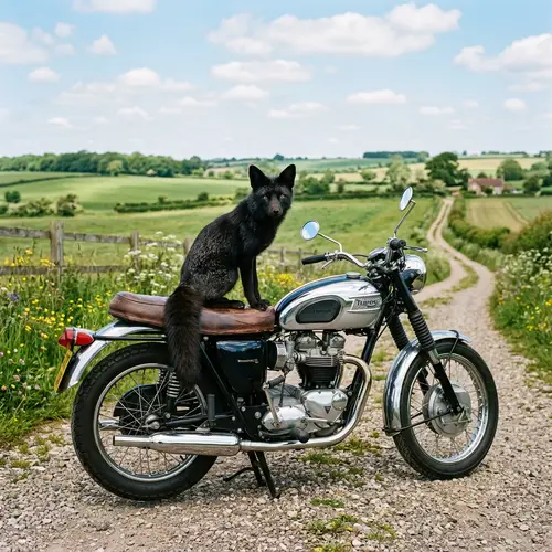 Black Fox on Motorcycle: Adventure and Freedom